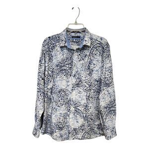 Men's Woolworth Multicolor Blue/White Long Sleeve Button Down Shirt Size Large